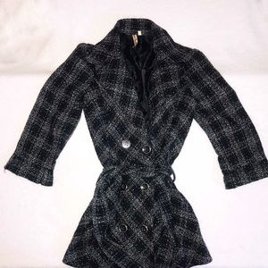 Belted Plaid PeaCoat
